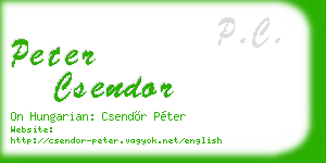 peter csendor business card